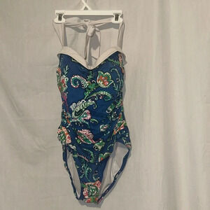 blue paisley Lauren Ralph Lauren Halter One Piece swimsuit size 10